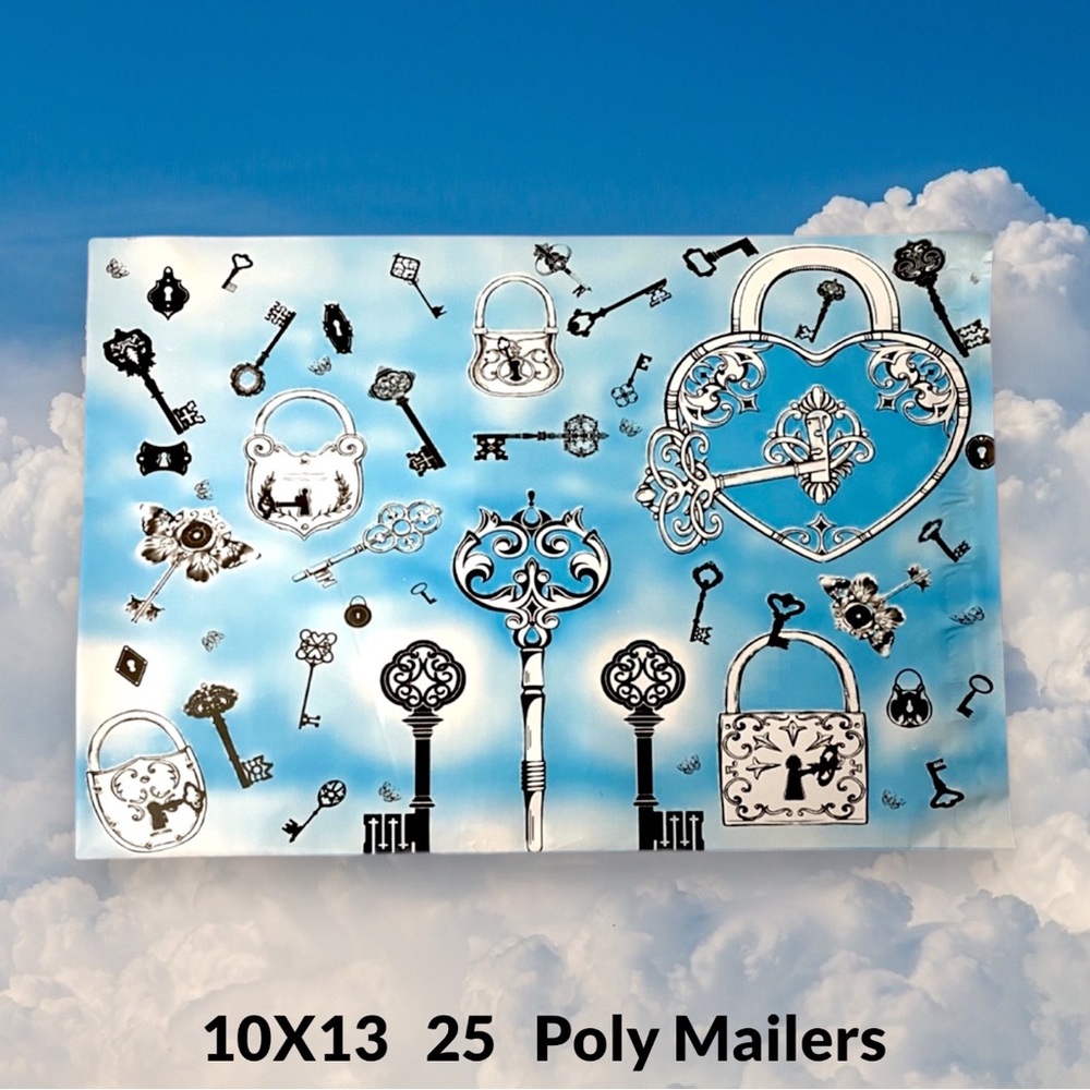 ( Quantity 25 10x13 ) Skeleton Keys Butterfly Poly Mailers Bag Shipping Envelope